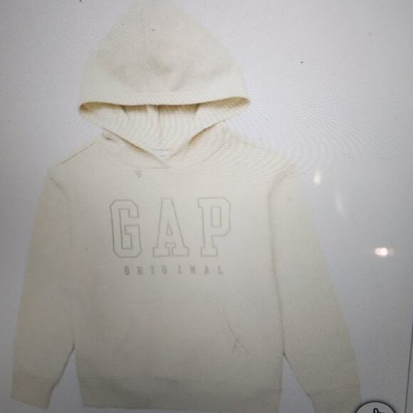 GAP Youth Fleece Beige Hoodie Unisex Y2K Cozycore Medium New With Tags - Picture 10 of 11